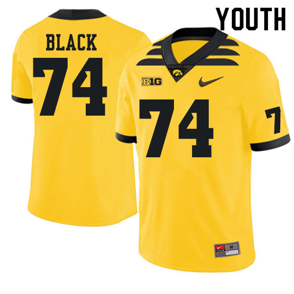 Youth #74 Yahya Black Iowa Hawkeyes College Football Jerseys Sale-Gold